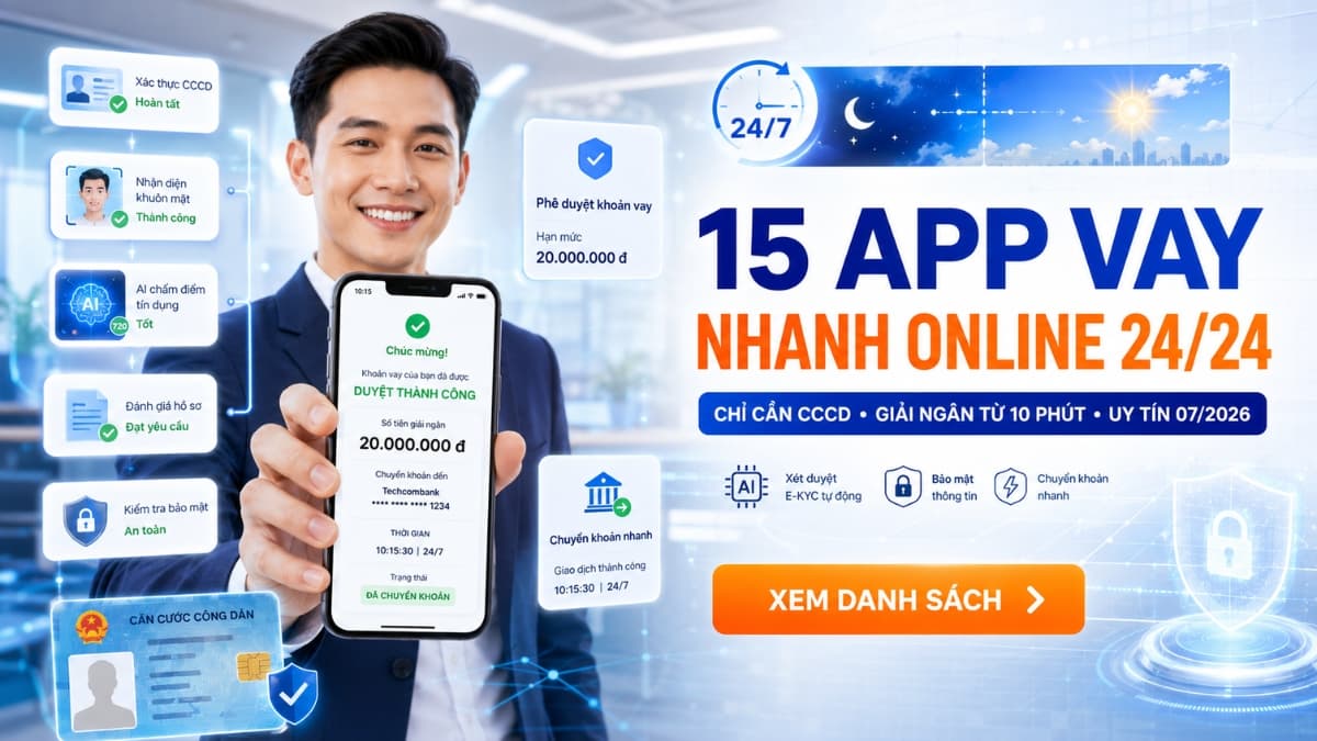 Đặc điểm nổi bật của 15 app vay nhanh online 24/24 chỉ cần CCCD uy tín 07/2026