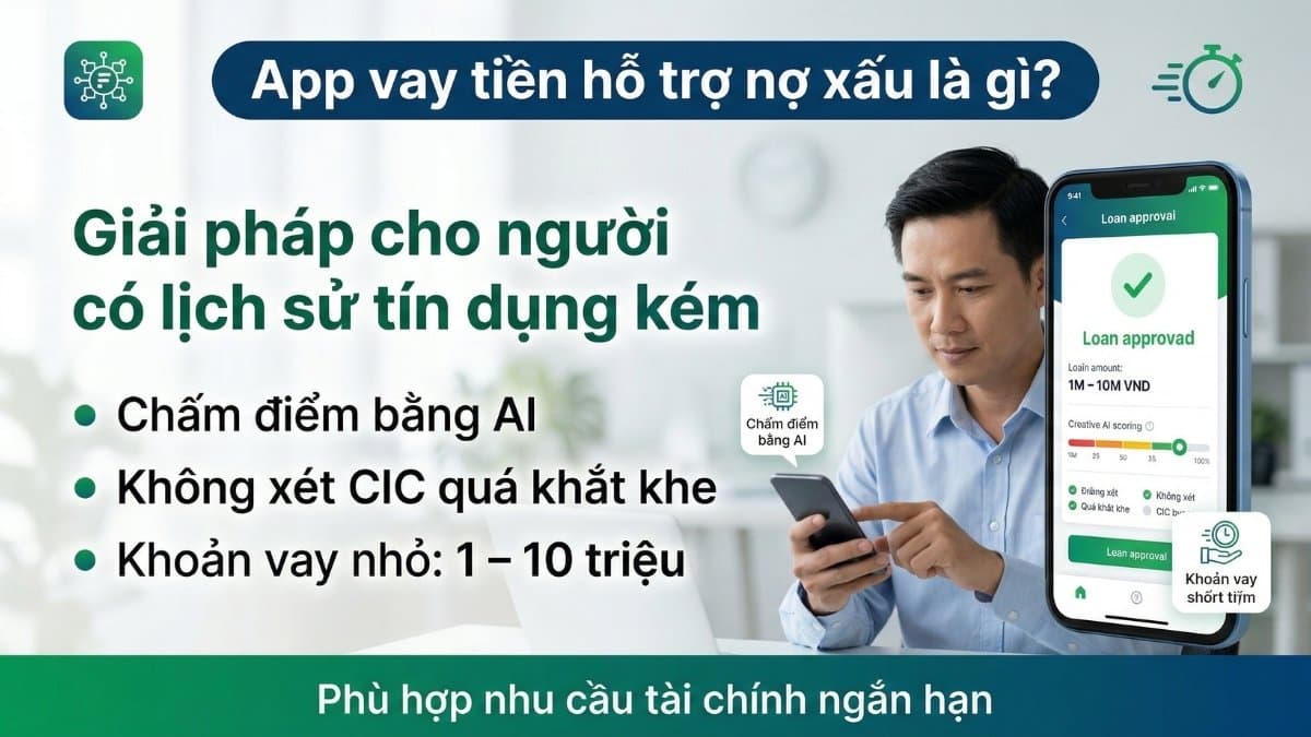 App vay tiền hỗ trợ nợ xấu đánh giá hồ sơ thế nào?