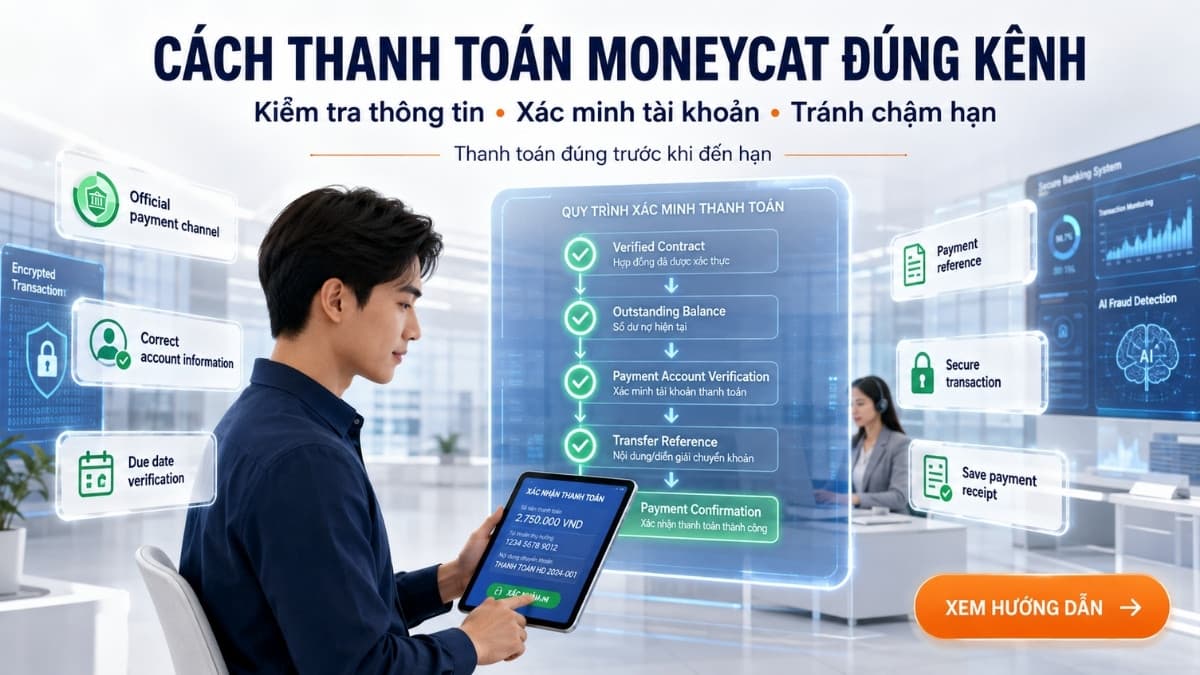 Cách thanh toán MoneyCat đúng kênh, tránh chậm hạn