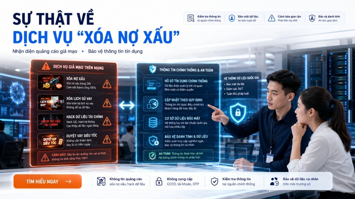 Cảnh báo dịch vụ xóa nợ xấu CIC lừa đảo - Hệ thống dữ liệu tín dụng được bảo mật bởi Ngân hàng Nhà nước