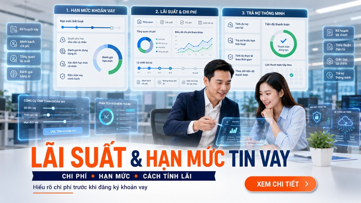 Lãi suất Tin Vay VietCredit - Hạn mức vay từ 1 triệu đến 10 triệu đồng