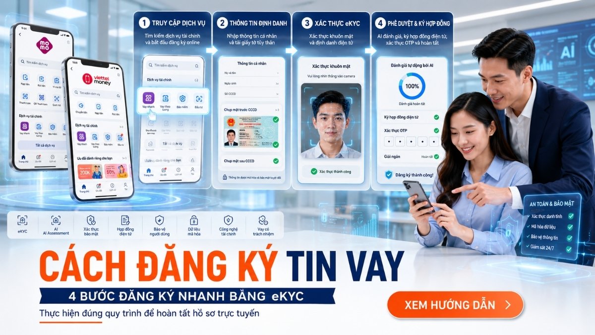 Hướng dẫn đăng ký Tin Vay trên MoMo bằng CCCD - Quy trình xác thực khuôn mặt eKYC tự động