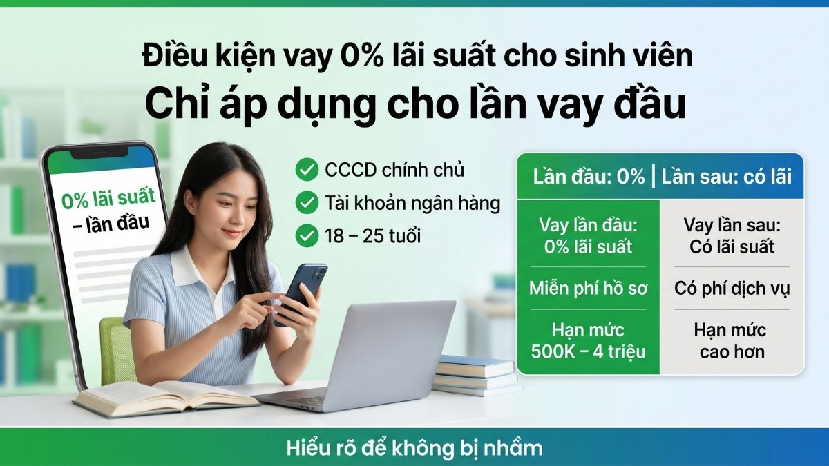 Bảng so sánh tiền thực nhận và tổng thanh toán khoản vay sinh viên